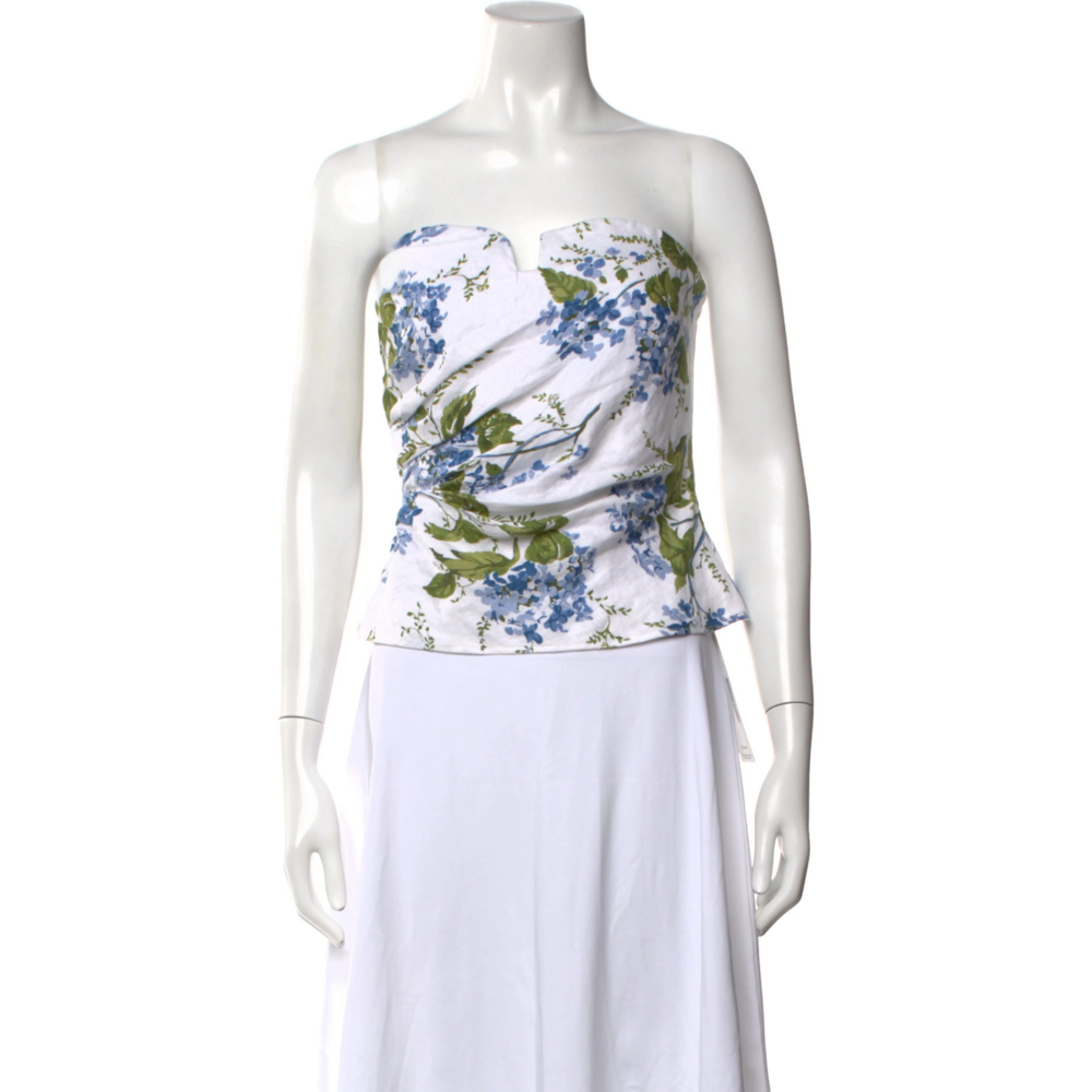 Reformation White Floral Strapless Top Size 6 - Picture 5 of 7